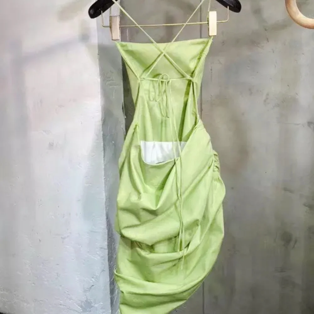 NWOT Green Asymmetrical Backless Summer Dress - Picture 2 of 5